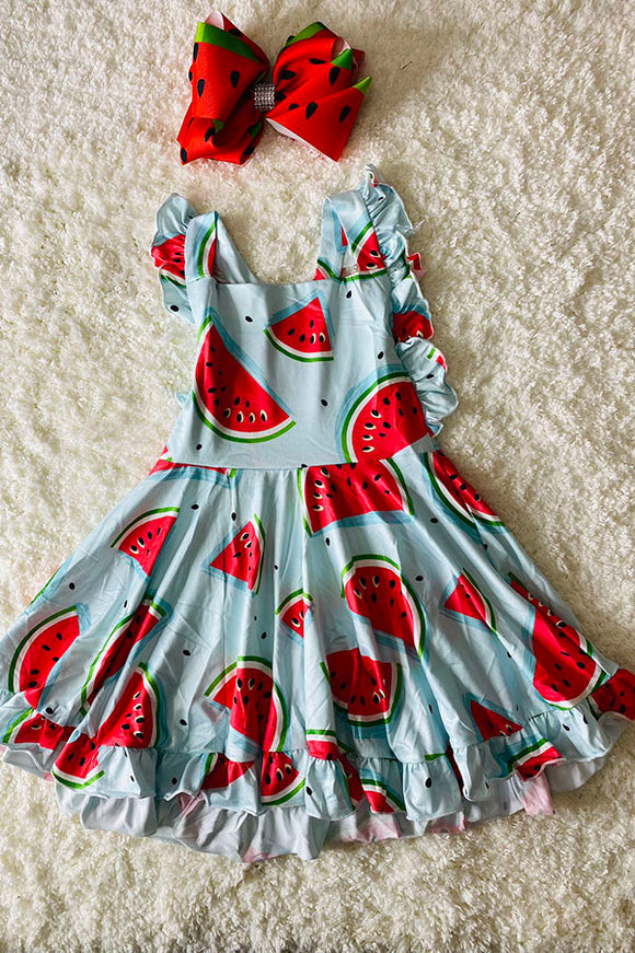 Summer watermelon printed girl swirl dress DLH2365 (A1S5)