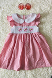 Plaid flower embroidery girl dress w/flower embroider DLH2362 (A1S5)