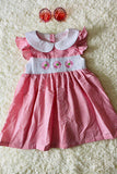 Plaid flower embroidery girl dress w/flower embroider DLH2362 (A1S5)