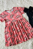 XCH0888-1H (A2S4) Pink cow girl hat & leopard printed western girl dress