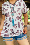 White cow spotted v-neck top BQ11480
