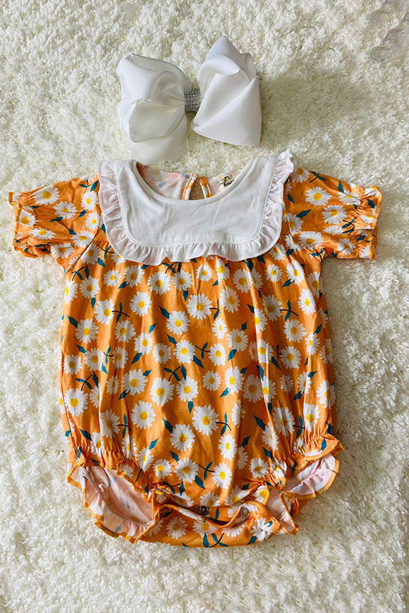 XCH0999-15H Yellow daisy prints white patch baby rompers