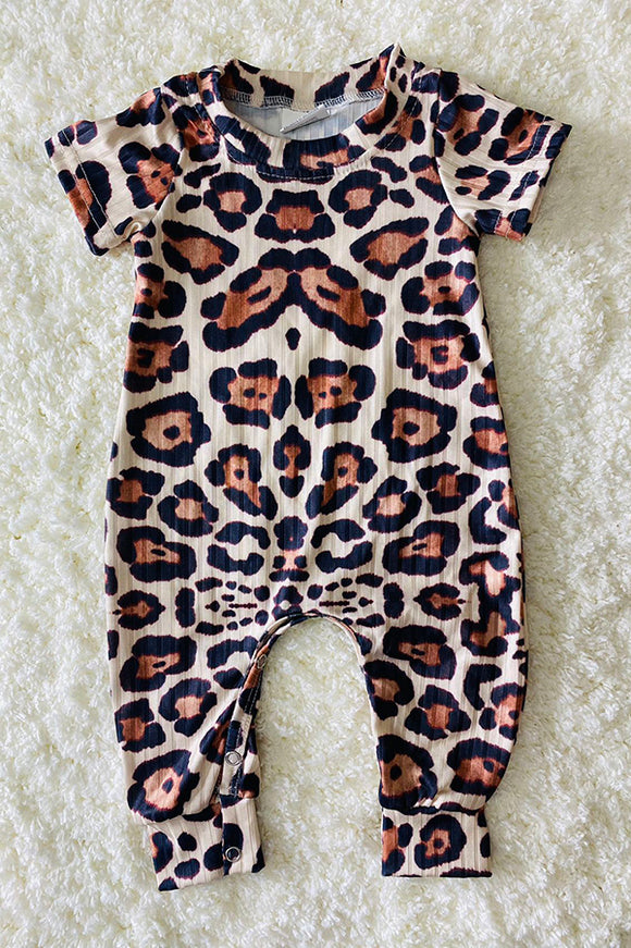 1143WY Cheetah print short sleeve baby romper