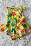 DLH2433 Yellow pineapples baby romper w/matching headband