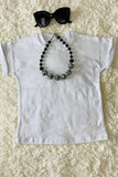 DLH2500 White color short sleeve cotton girls tops