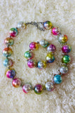 240338 Multi color bubble girls necklace & bracelet jewel sets