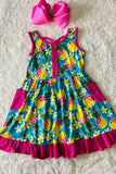 Pineapple printed girl dress w/pockets XCH0888-12H (A1S6)