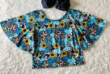 Sunflower & animal printed cross blouse DLH1124-4