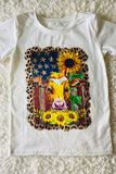 Cow USA Sunflower printed girlS t-shirt DLH0923-32