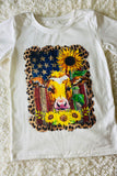 Cow USA Sunflower printed girlS t-shirt DLH0923-32