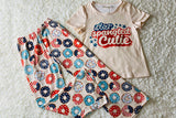 XCH0666-9H 4th July STAR SPANGLED CUITIE Donuts printed girl set