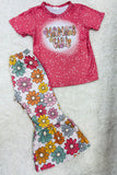 11906MZ Mama's girl flower print blush girls clothing sets