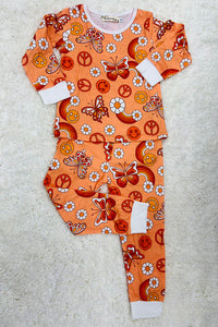 XCH0013-2H Butterfly & flower two piece girls pajamas sets wholesale