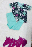 DLH0923-35 "Desert Vibes" &  cactus print short sleeve girls pajama set