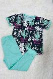 DLH0923-35 "Desert Vibes" &  cactus print short sleeve girls pajama set