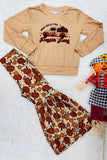 DLH2620 Halloween pumpkin patch top with bottoms kids clothes sets wholesale