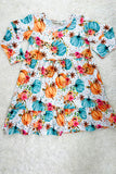 XCH0555-22H Multi color pumpkins print long sleeve girls dress