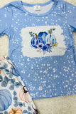 Light blue pumpkins & flowers girls clothing set 1177WY