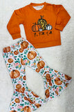 "IT'S FALL Y'ALL" orange pumpkins girls clothing set XCH0010-4H