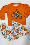 "IT'S FALL Y'ALL" orange pumpkins girls clothing set XCH0010-4H