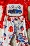 Children clothing suppliers 4th American girl patriotic printed girls clothing sets DLH2451