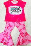 XCH0666-24H Kids CHASE DREAMS NOT cowboys pink top bottom girls clothing sets