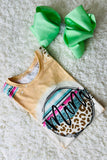 DLH2724 Beige Mini prints leopard short sleeve girls t-shirt