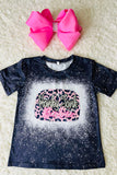 DLH2742 Wholesale barbie & leopard printed short sleeve girls tops