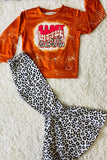 "SASSY LITTLE SOUL" orange & cheetah 2pc sweatshirt set XCH0013-21H