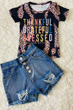 1183WY Thankful leopard print short sleeve girls top