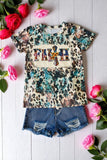 Shop 4th of July FAITH USA flag printed short sleeve girl t-shirt DLH1017-7