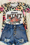 BLESSED MINI leopard printed short sleeve girls top DLH1212-4