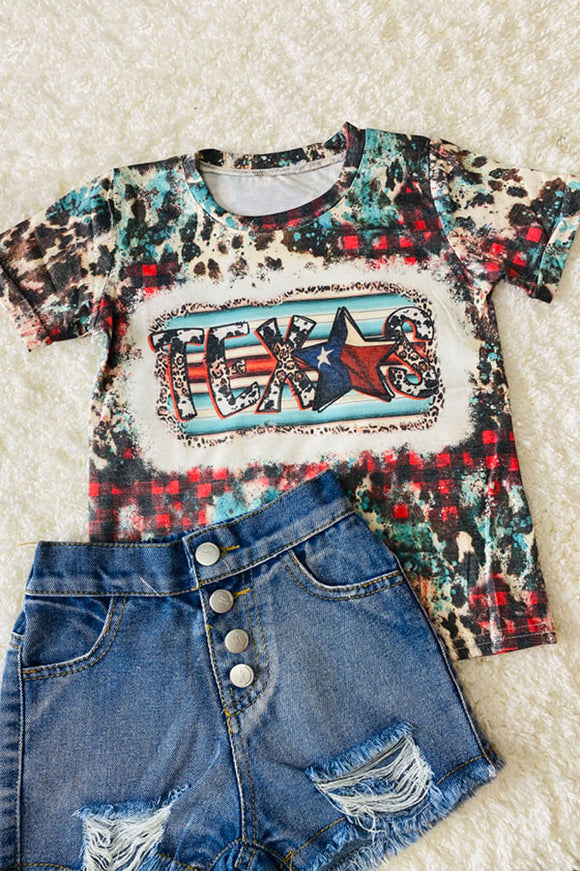 TEXAS Serape printed short sleeve girls t-shirt DLH1212-5