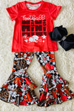 XCH0015-14H Kids football mini top floral printed pant girls clothing sets