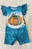 DLH2330 Blessed pumpkin prints Halloween baby girls rompers wholesale