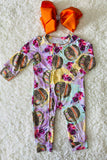 DLH2675 Leopard & Serape Halloween pumpkin baby onesie