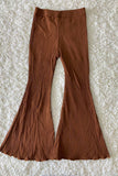 DLH2628 Solid brown jersey knit bell bottom girls pant wholesale