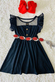 Black girl dress w/ruffle sleeves XCH0888-17H (A2S30)