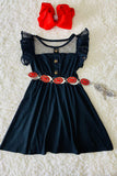 Black girl dress w/ruffle sleeves XCH0888-17H (A2S30)