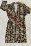 DLH2526 Leopard printed long style girls open cardigan