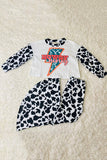 XCH0024-5H HOWDY honey lightning & cow prints 2pc girls clothing sets