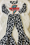 XCH0024-5H HOWDY honey lightning & cow prints 2pc girls clothing sets