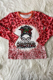 DLH2573 Just a girl who loves Christmas red leopard girls long sleeve top