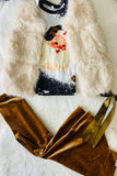 240609M Cute Cream sleeveless faux fur girls vest