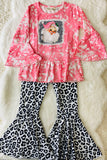 XCH0015-15H Santa clause leopard printed girls sets wholesale