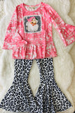 XCH0015-15H Santa clause leopard printed girls sets wholesale