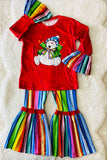 DLH0824-7 Christmas serape snow man printed girl set wholesale