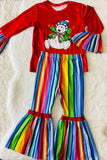 DLH0824-7 Christmas serape snow man printed girl set wholesale