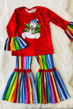 DLH0824-7 Christmas serape snow man printed girl set wholesale