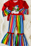 DLH0824-7 Christmas serape snow man printed girl set wholesale